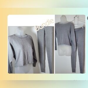 2 Peice Set Daisy Heather Gray Cable Knit Sweater
